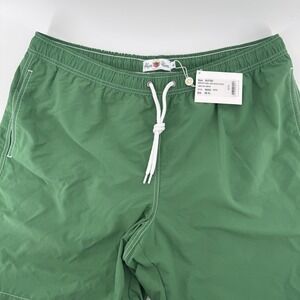 Alan Paine Swim Shorts Mens XL Green Reston Plain Long Contrast Stitch NWT